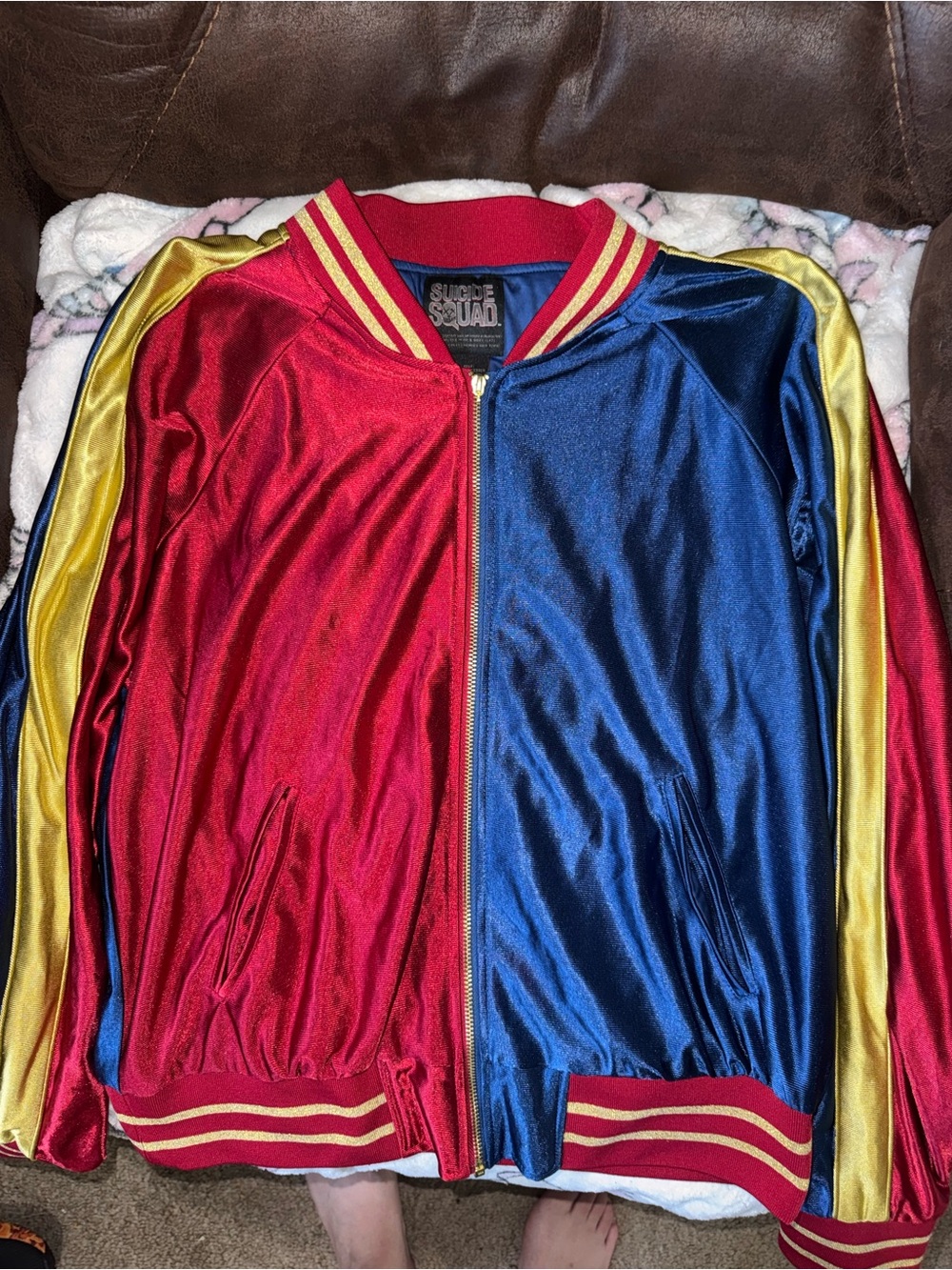 Hot Topic Suicide Squad Harley Quinn "Property of Joker" Satin Bomber Jacket XL